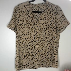 TAN BLACK FLORAL BLOUSE|